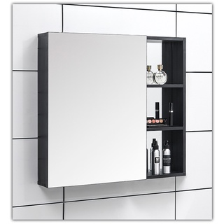 廁所洗手間隱藏式鏡櫃掛墻式太空鋁黑色衛生間浴室儲物櫃鏡子帶置