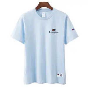 Champion 白色黑色藍色藍寶石藍沙漠粉色簡約情侶T恤男夏季短袖圓領T恤上衣
