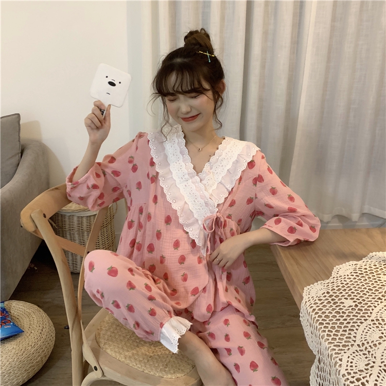 綺麗 配件 批發 兩件式睡衣睡衣套裝時尚兩件式套裝衣服女可愛睡衣現貨韓版學生可愛甜美卡通清新套裝 蝦皮購物