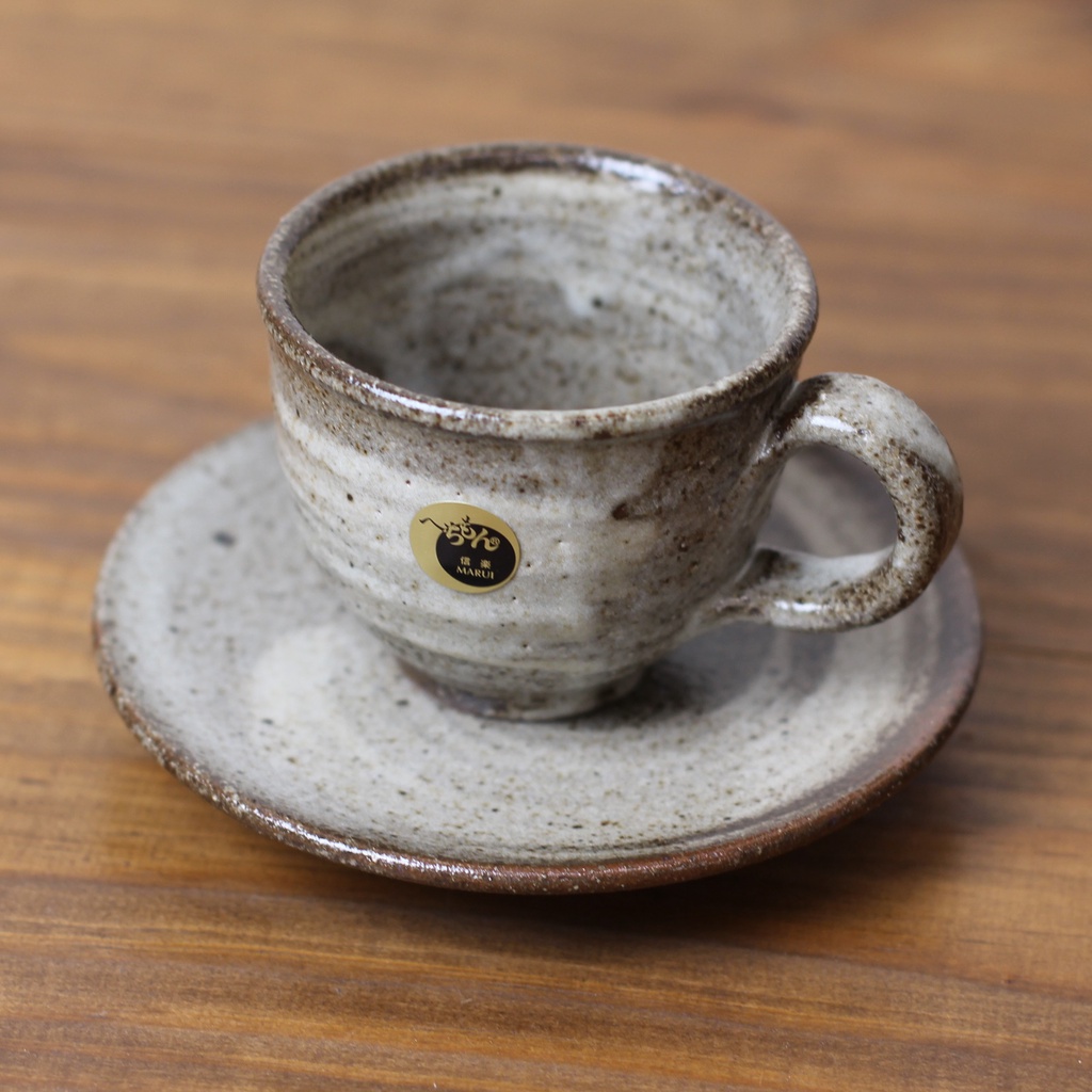 信樂燒 灰刷毛 咖啡杯盤組 [偶拾小巷] 日本製