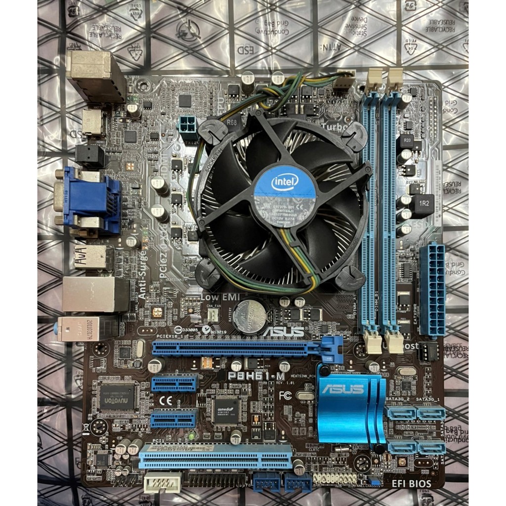 CPU Intel Core i3 2100+主機板 華碩 P8H61-M 含風扇含擋板 散熱高已更換清潔
