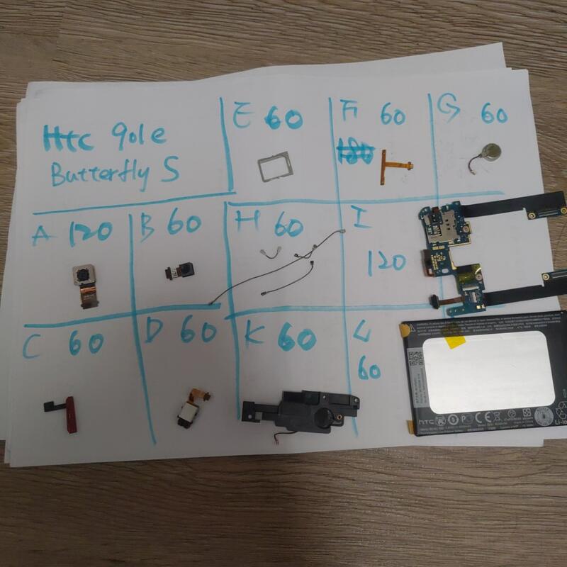 二手拆機零件，Htc butterfly s 901e ，螢幕總成，電池，鏡頭，卡托，排線等