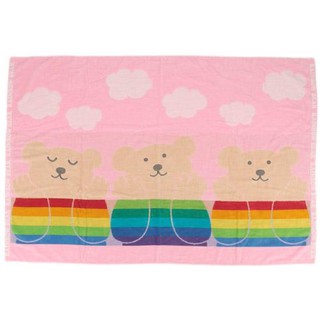 日本製 彩虹熊 Rainbow bear 粉紅色 白雲 三隻彩虹熊 今治100%棉質大浴巾 毛巾被 彩虹 熊