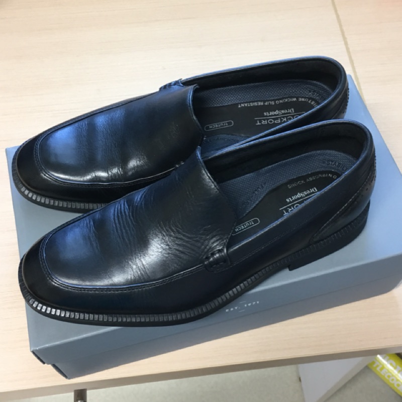 Rockport 馬拉松系列素面無綁帶紳士皮鞋男鞋 黑 蝦皮購物