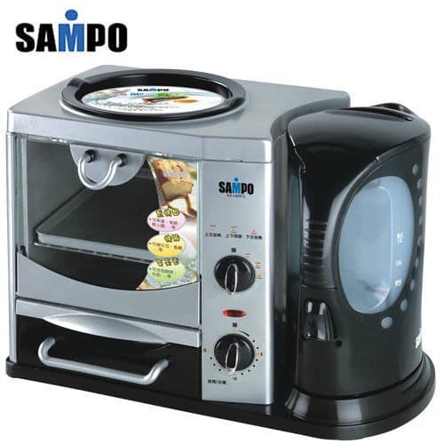 SAMPO聲寶活力早餐吧KZ-L6051L快煮壺/烤箱/烤盤三機一體