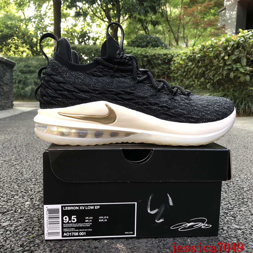lebron 15 low black gold