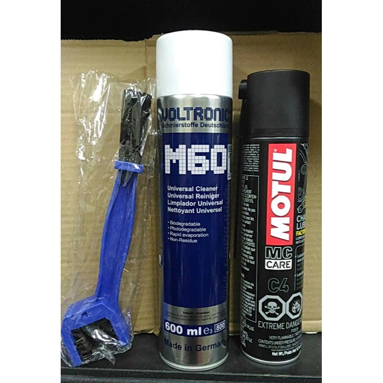 組合價【油品味】公司貨 VOLTRONIC 摩德 M60 煞車零件清潔劑+MOTUL C4 鏈條油+鏈條刷,GOGORO