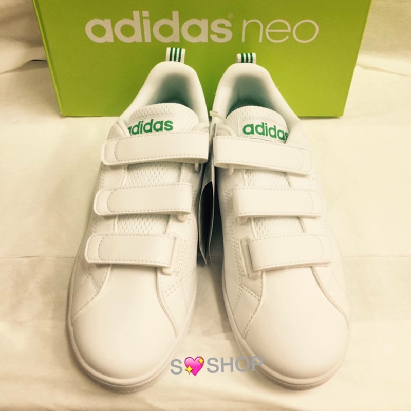 日本 ADIDAS NEO VALCLEAN2   魔鬼氈 白綠鞋