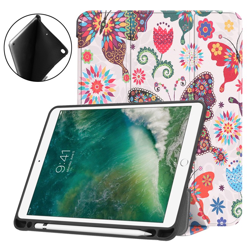 iPad 9.7 2018 保護套 自動休眠 帶筆槽 iPad9.7 2017 iPad Air 2 保護殼 硅膠防摔