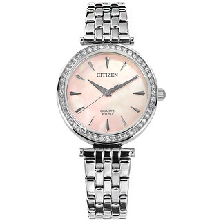 【金台鐘錶】CITIZEN星辰 時尚女錶 晶鑽 錶徑30mm (珍珠貝面) 防水50m ER0210-55Y