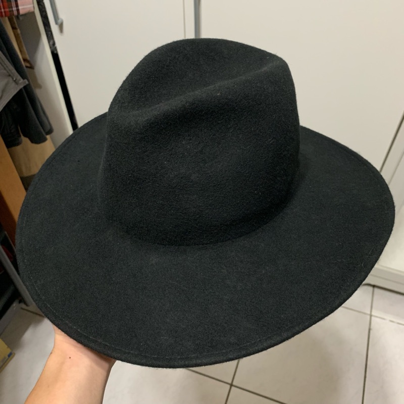 達新美 紳士 黑色 寬沿帽 古著 Big Hat 實著參考