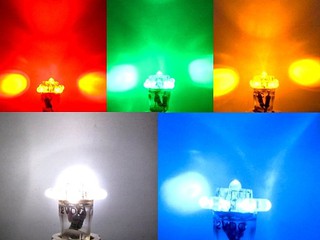 彩光LED燈泡---T10 T13 T15 1食人魚+4LED 定位小燈 方向燈 角燈 側燈 倒車燈 尾燈 第三煞車燈