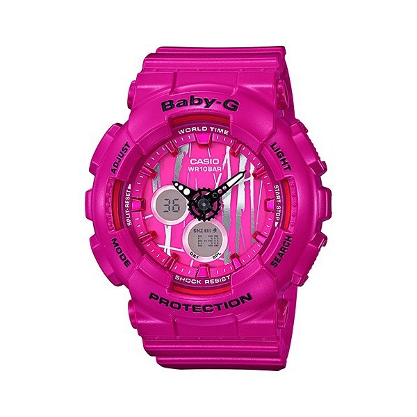BABY-G時尚塗鴉雙顯電子錶（桃紅）_BA-120SP-4A 少女時代配戴款