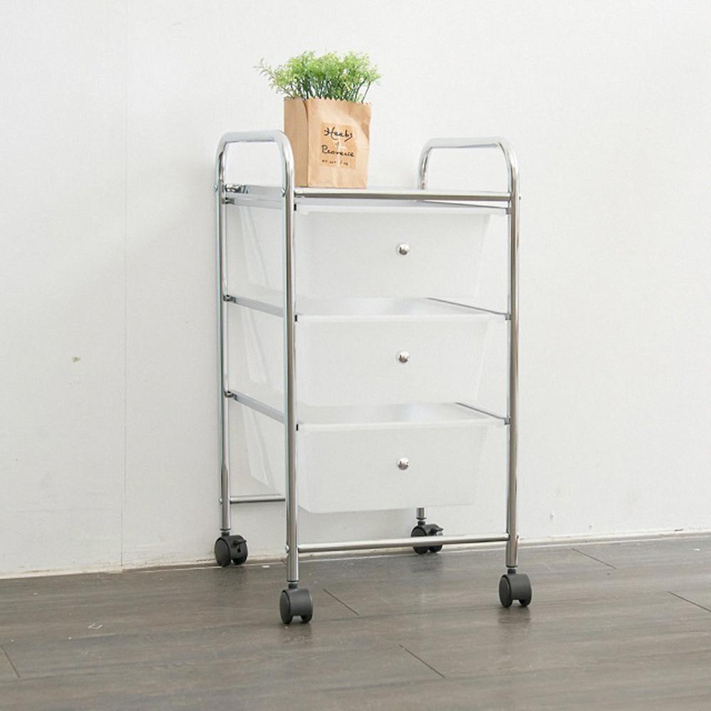 【H&R安室家】可移式三層白色抽屜收納箱