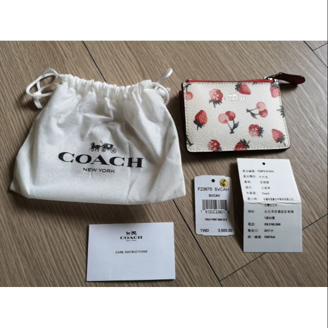 Coach 草莓櫻桃卡片零錢包 正品