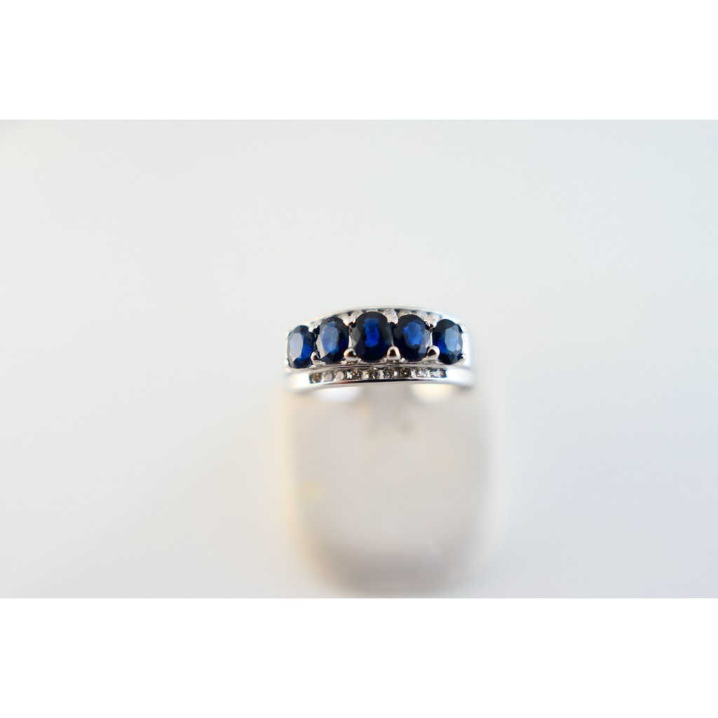 [吉宏精品交流中心]2.66克拉(5P) 天然藍寶石 天然鑽石 白K金 造型 戒指(線戒)
