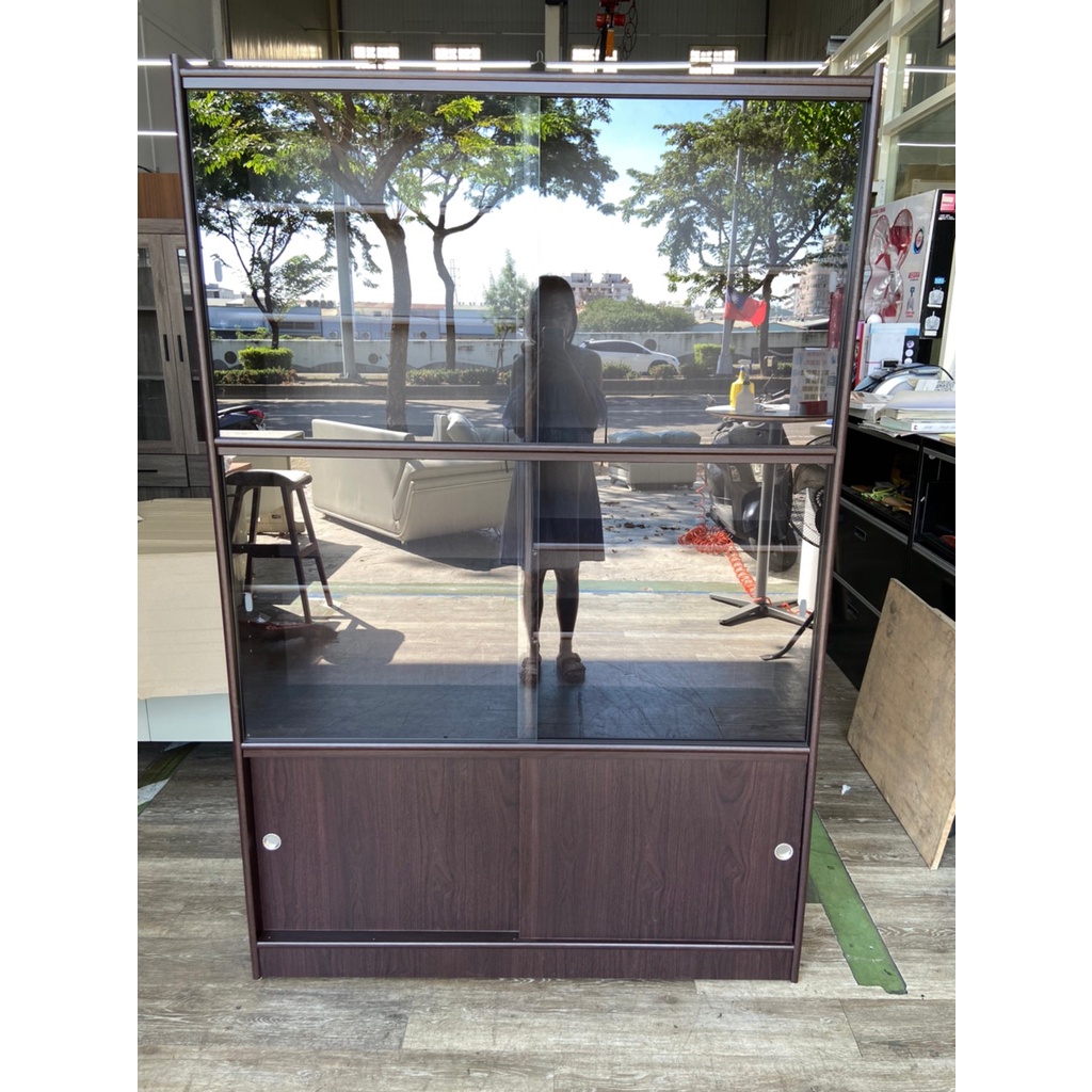 吉田二手傢俱❤全新4尺玻璃收納書櫃 櫥櫃 玻璃櫃 多格櫃 收納櫃 儲物櫃 置物櫃 展示櫃