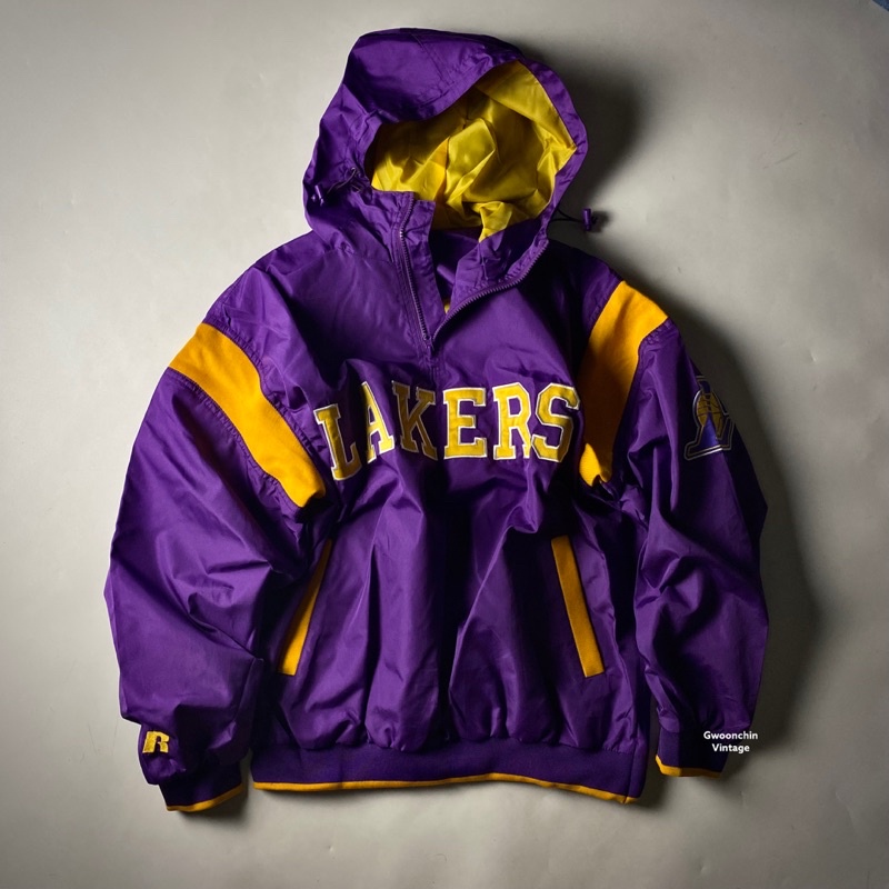 「滾青店」補貨 Russell x Lakers 湖人隊 半拉鍊風衣外套 全刺繡 Old School