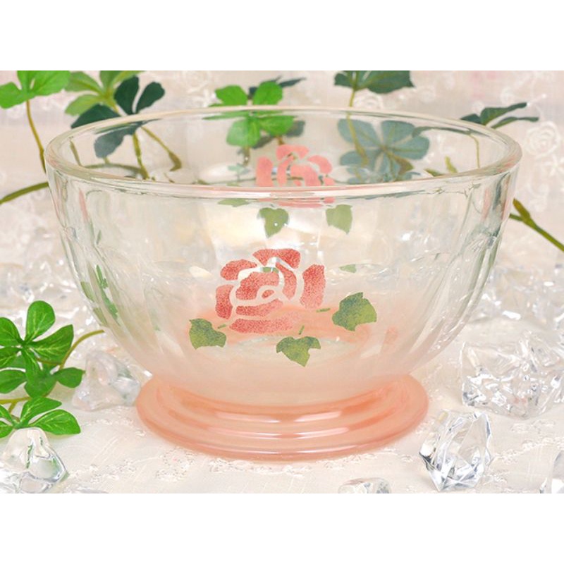 🌹日本製Many玫瑰花玻璃碗點心碗牛奶碗（S)🌹