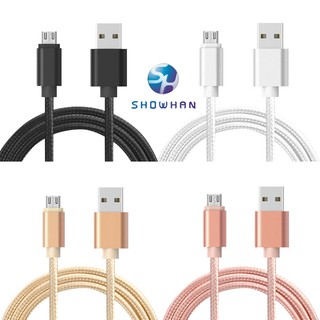 SHOWHAN USB-A to MicroUSB/Type-C/平果 充電傳輸編織數據線 25CM/1M/2M