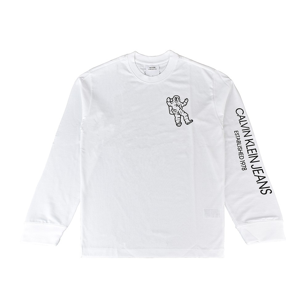 CK Calvin Klein黑字LOGO宇航員印花設計長袖T恤(S/白)