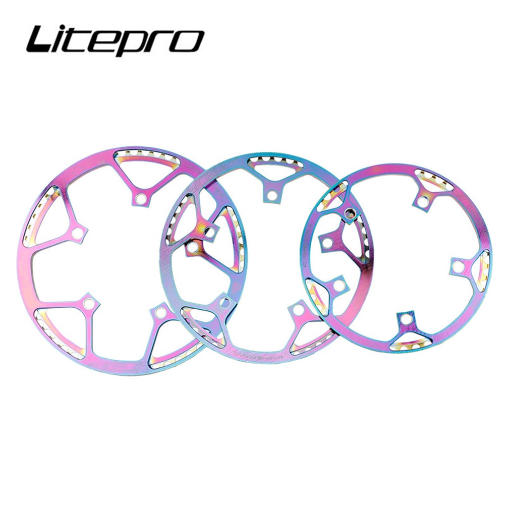 Litepro一體式自行車超輕鏈條bcd130折疊自行車一個彩色車輪鏈盤