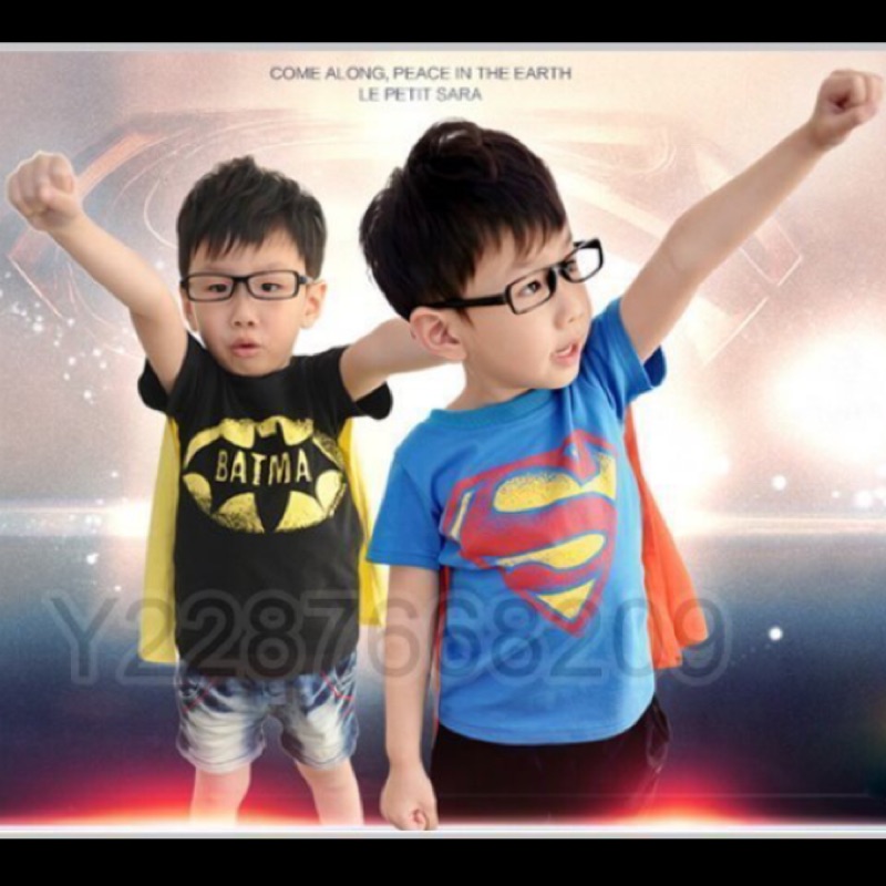 【TOYTOY】超人童裝 短袖披風T恤 小童 蝙蝠俠 滿足寶貝的願望 非英雄聯盟/復仇者聯盟/美國隊長/萬聖節角色扮演