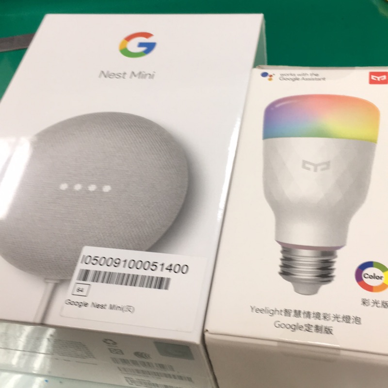 (全新）第二代 Google Nest Mini &amp; Yeelight 智慧情境彩光燈泡（採光版）