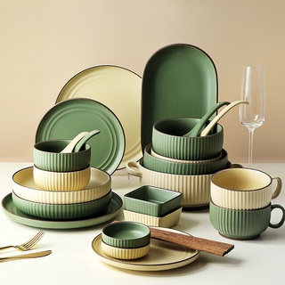 日式陶瓷碗碟 北歐碗盤 套裝家用 碗盤組 陶瓷碗盤組 陶瓷小碗 北歐網紅ins風 吃飯碗面碗湯碗 餐具 陶瓷碗