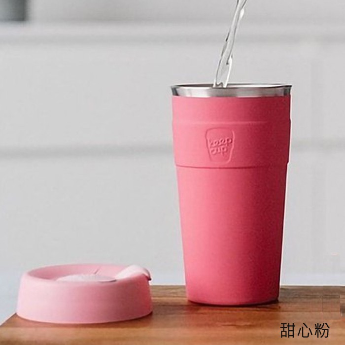 澳洲 KeepCup 雙層真空隨身杯 L (甜心粉)，454毫升的咖啡杯 環保杯外帶杯16oz，不鏽鋼杯身延續飲品溫度