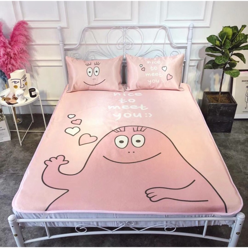 轉賣全新 泡泡先生粉紅色涼蓆床單 枕套組