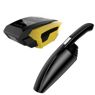 日本【idea-auto】LED數位顯示智慧車用打氣機+黑武士 乾/濕 車載吸塵器