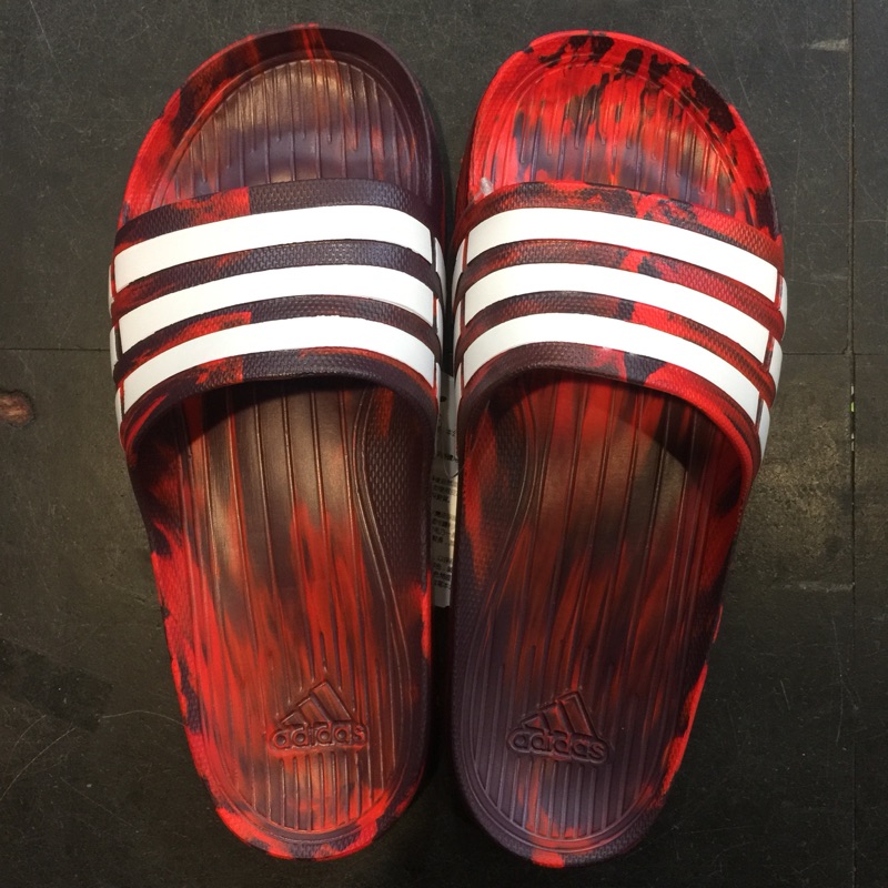 ADIDAS DURAMO SLIDE 紅白 潑墨 大理石紋 防水 運動 休閒 拖鞋 男女 S80968