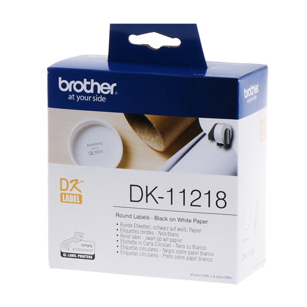 BROTHER 24mm DK-11218 耐用型紙質 白底黑字 原廠 圓形定型標籤 標籤帶