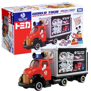 【無國界玩具屋】全新 TAKARA 日本 米奇 世界巡迴賽車 卡車 收納展示 連結貨櫃車 TOMICA 貨櫃收納車