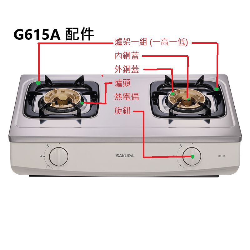 G611 G612 G613 G615 櫻花牌 瓦斯爐 零件