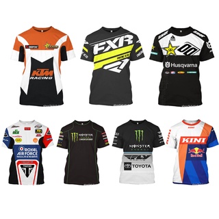 騎行服男士越野摩托車騎行服 Red Bull Ktm 騎行短袖騎行服山地自行車 T 恤山地自行車上衣 F1 襯衫