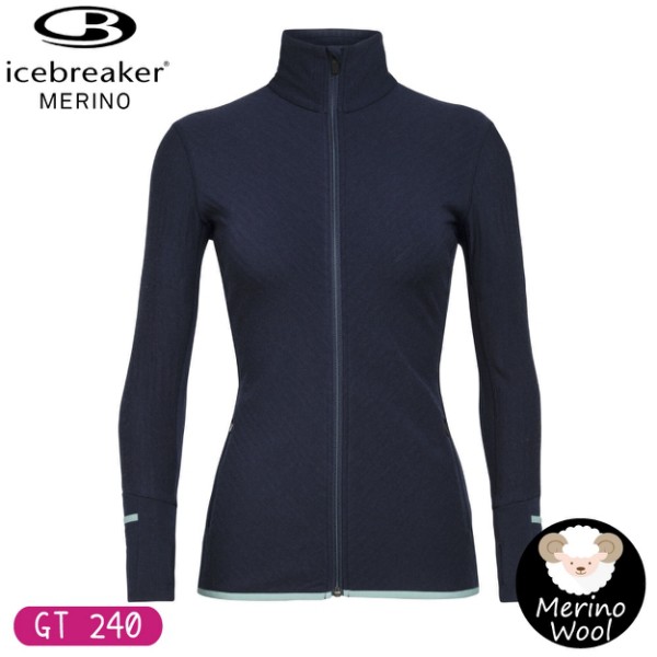 【Icebreaker 女 DESCENDER 刷毛保暖外套 GT240《深藍》】103900/保暖羊毛夾克//悠遊山水