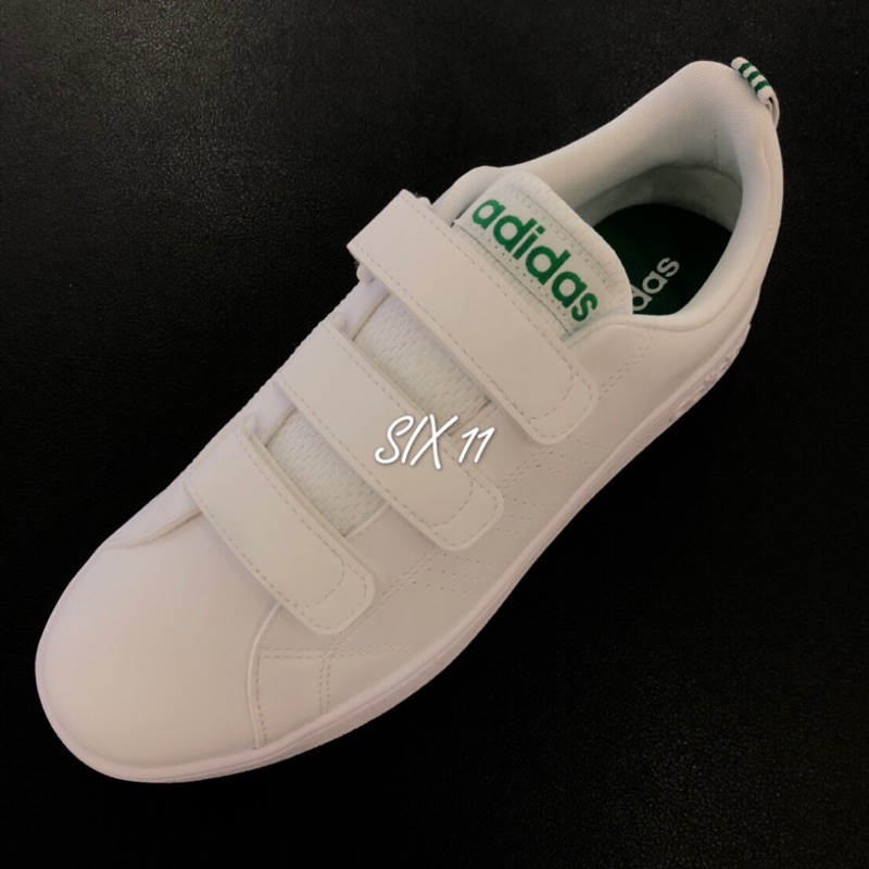 @SIX@ADIDAS VALCLEAN 2 NEO 魔鬼氈 休閒鞋 男 白綠 AW5210