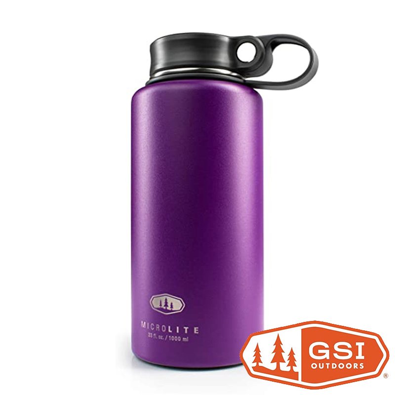 【GSI】Microlite TWIST 輕量不鏽鋼保溫瓶 1L 提環『莓紫』G67054
