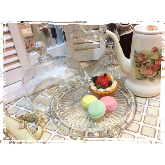 日本帶回 午茶時光 透明玻璃罩 點心盤 蛋糕盤