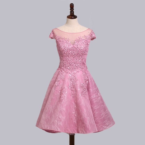OFFICESTAR女士短款禮服宴會婚禮洋裝00013085粉色橘粉色米白色
