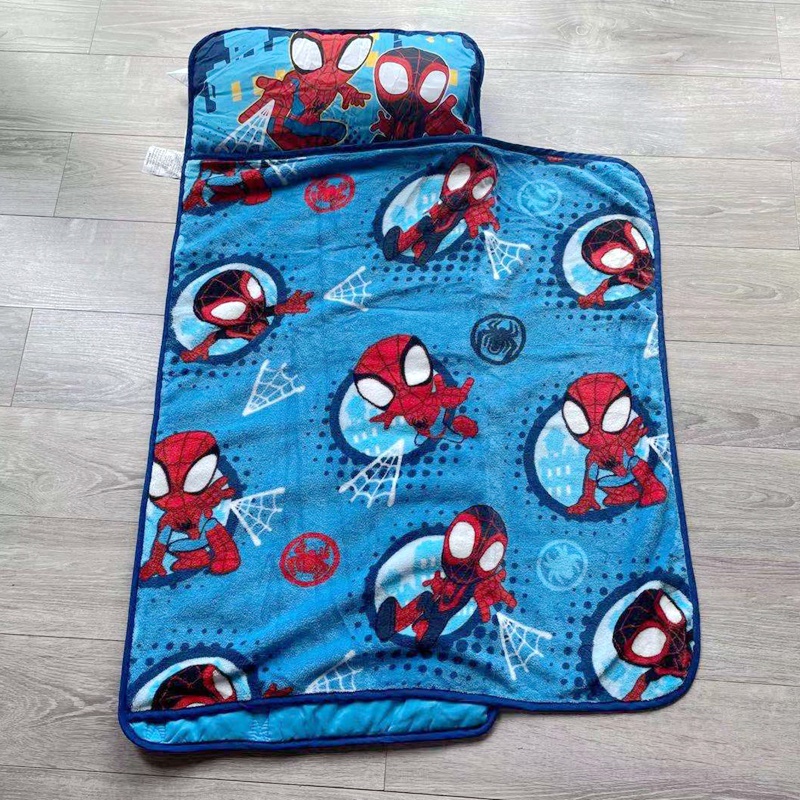[現貨] 卡通兒童 蜘蛛人SPIDERMAN孩童可擕式睡袋 NAP MAT一體午睡墊 蓋毯 枕頭套裝 幼稚園睡袋 生日禮