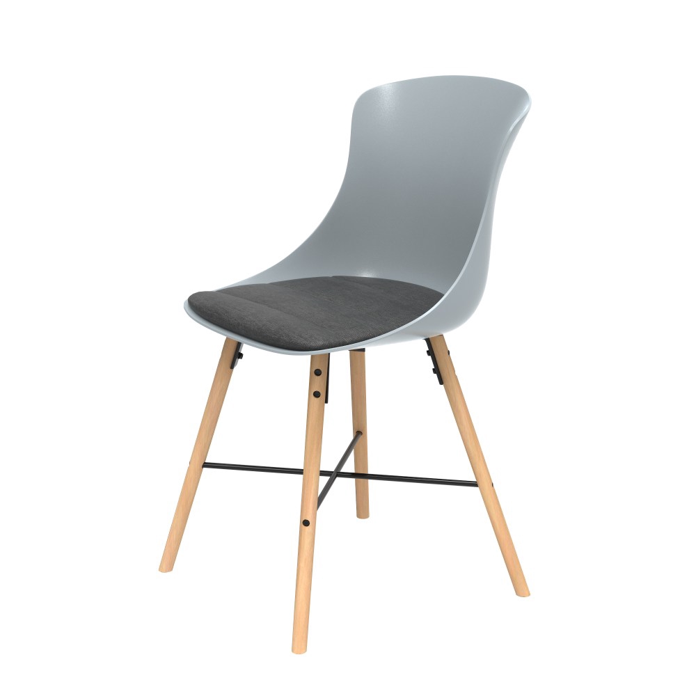 (組合) 特力屋 萊特塑鋼椅 櫸木腳架30mm/灰椅背/灰座墊