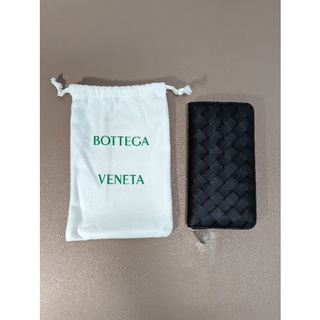 Bottega Veneta zip around 拉鍊編織黑色長夾（593217VCPQ48803）