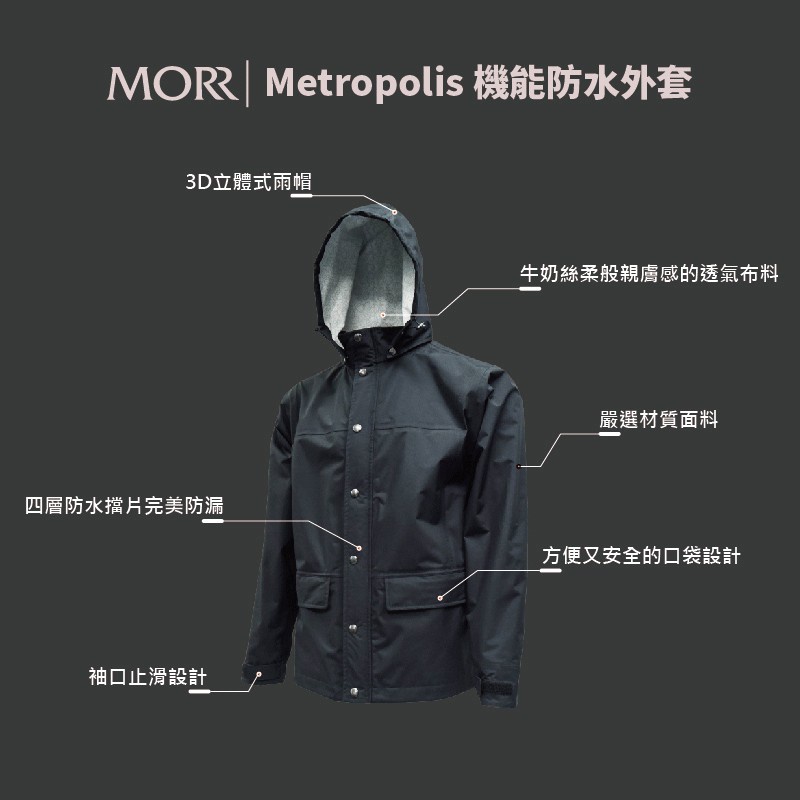 SP™ MORR Metropolis機能防水外套4.0 個性黑 機車雨衣 騎乘必備