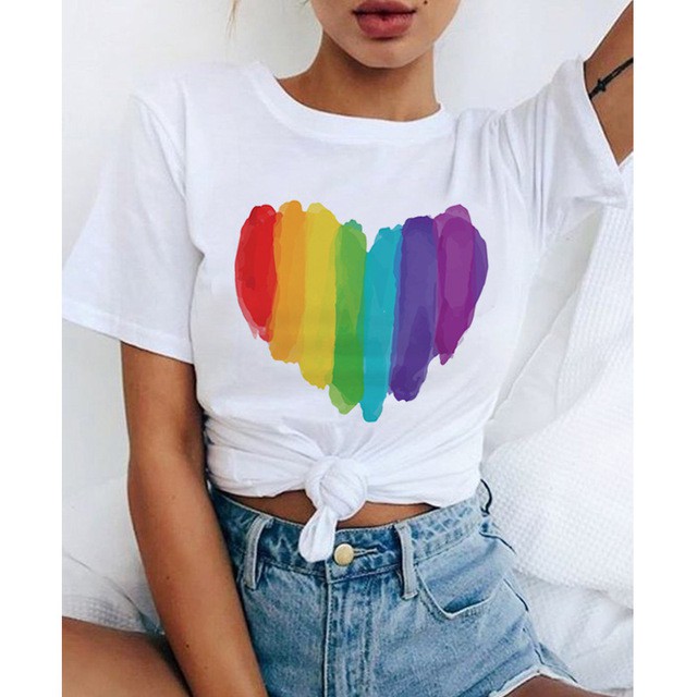 LGBT Love Wins Women T shirt 彩虹愛心印花同性戀GAY男女T恤
