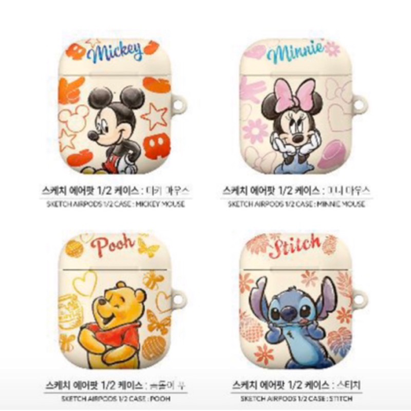 韓國正版迪士尼系列蘋果AirPods 1/2 pro耳機保護殼