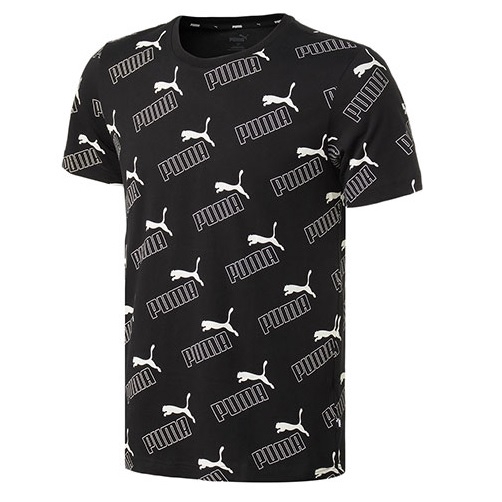 PUMA 男性流行系列 滿版印刷 短袖T恤-黑色-亞規 585124-01