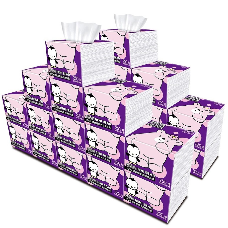 BeniBear邦尼熊抽取式柔式紙巾250抽x30包/箱(米粒版)(買一箱送二箱)